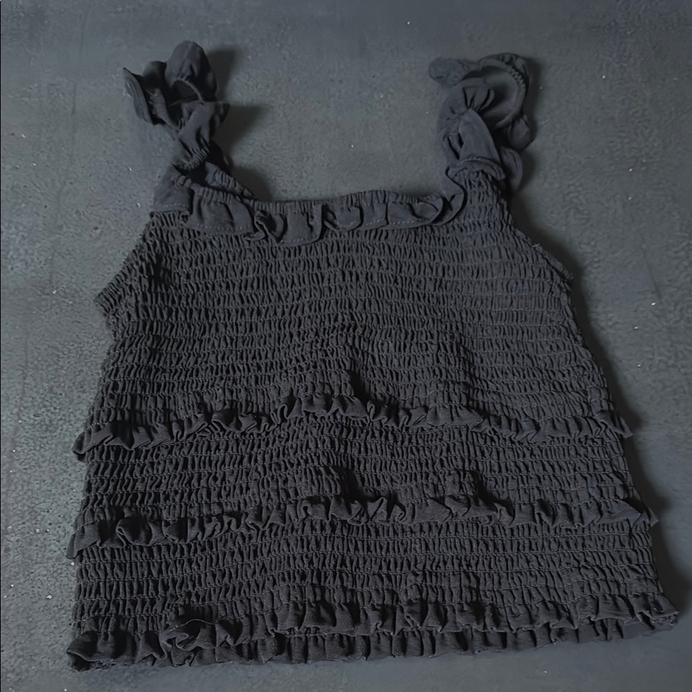 Elegant Black Ruffled Tank Top